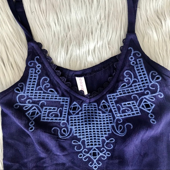 Xhilaration Embellished Romper in Blue size Small - Picture 2 of 7